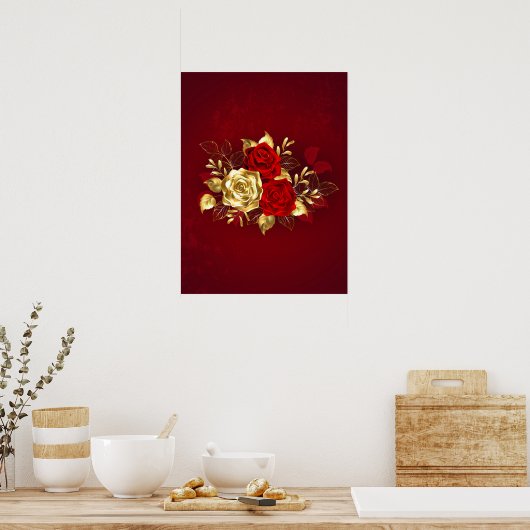 Drie sieradenrozen poster (Keuken)