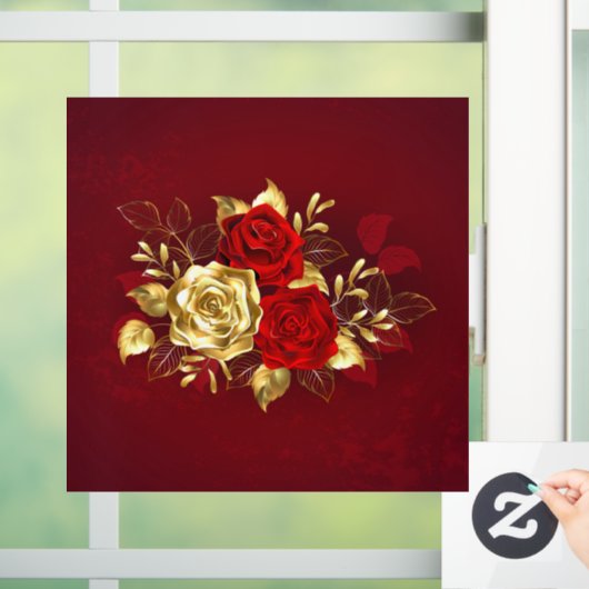 Drie sieradenrozen raamsticker (Huis)