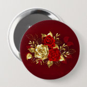 Drie Sieradenrozen Ronde Button 4,0 Cm (Voorkant /achterkant)