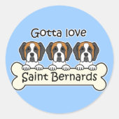 Drie Sint-Bernards Ronde Sticker (Voorkant)