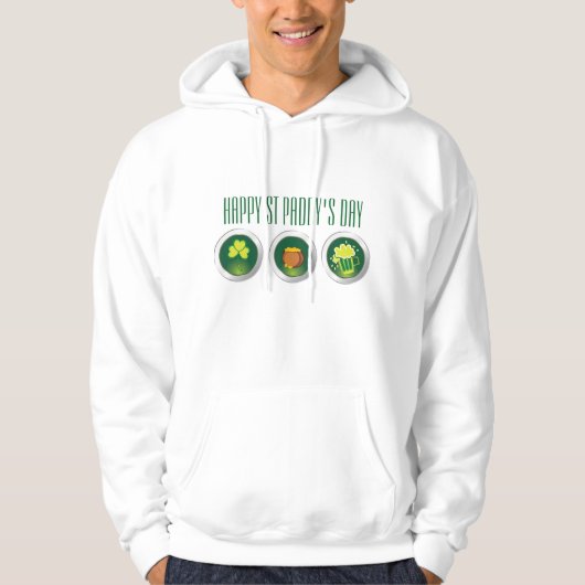 Drie Sint-Paddy's Day-Icon's White Hoodie (Voorkant)