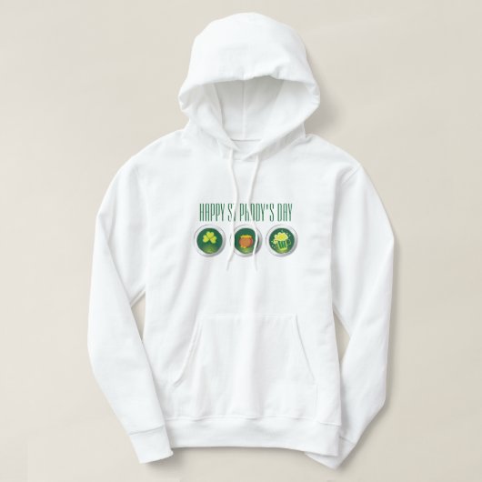 Drie Sint-Paddy's Day-Icon's White Hoodie (Design voorkant)