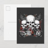 Drie Skulls met Red Chopper Motorcycle Uitnodiging Briefkaart (Voorkant / Achterkant)