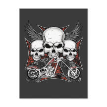 Drie Skulls met Red Chopper Motorcycle