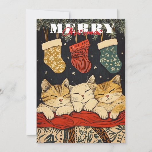 Drie slapende katten feestdagenkaart (Voorkant)