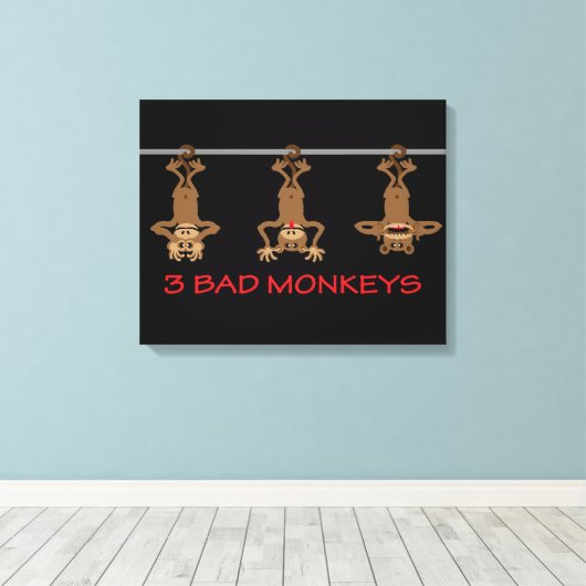 Drie slechte apen canvas afdruk (Insitu (Houten vloer))