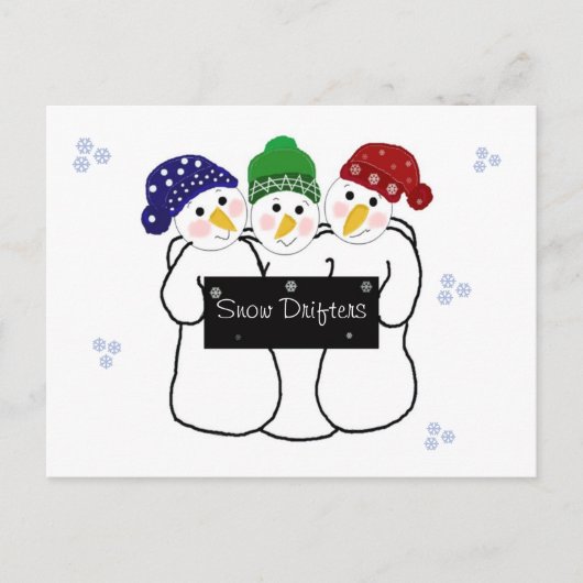 Drie Sneeuwmannen Sneeuw Drifters Briefkaart (Voorkant)