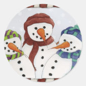Drie Sneeuwmannen Sticker (Voorkant)