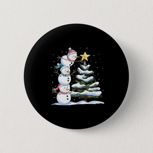 Drie sneeuwmannen zijn een kerstboom aan het versi ronde button 5,7 cm (Voorkant)