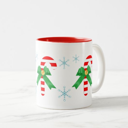 Drie snoepstokken tweekleurige koffiemok (Voorkant rechts)