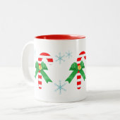 Drie snoepstokken tweekleurige koffiemok (Voorkant links)