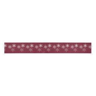 Drie Snowflakes Minimale Kerstmis met rood en wit Grosgrain Lint