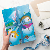 Drie Snowman-pakpapier Cadeaupapier