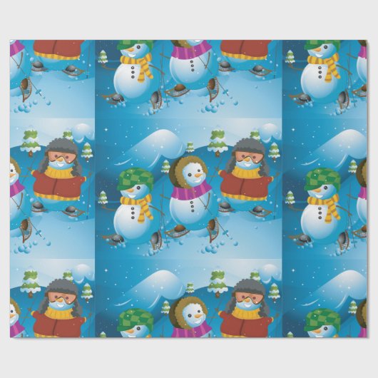 Drie Snowman-pakpapier Cadeaupapier (Vlak)