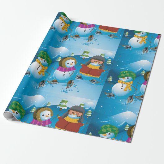 Drie Snowman-pakpapier Cadeaupapier (Uitgerold)