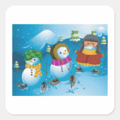 Drie Snowman-Stickers Vierkante Sticker (Voorkant)