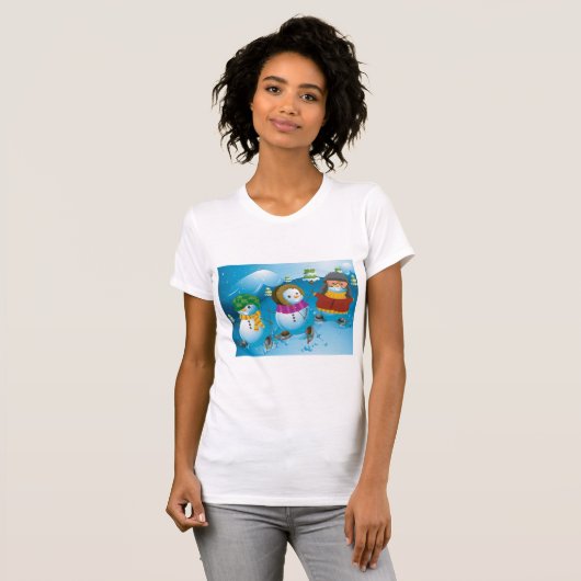 Drie Snowman Womens T-Shirt (Voorkant volledig)