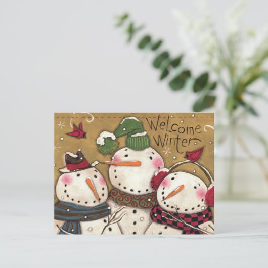 Drie Snowmen Briefkaart (Staand voorkant)
