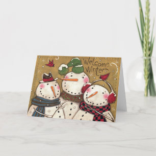 Drie Snowmen Feestdagen Kaart