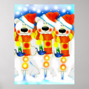 Drie Snowmen met Kerstmis Poster