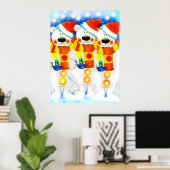 Drie Snowmen met Kerstmis Poster (Thuiskantoor)