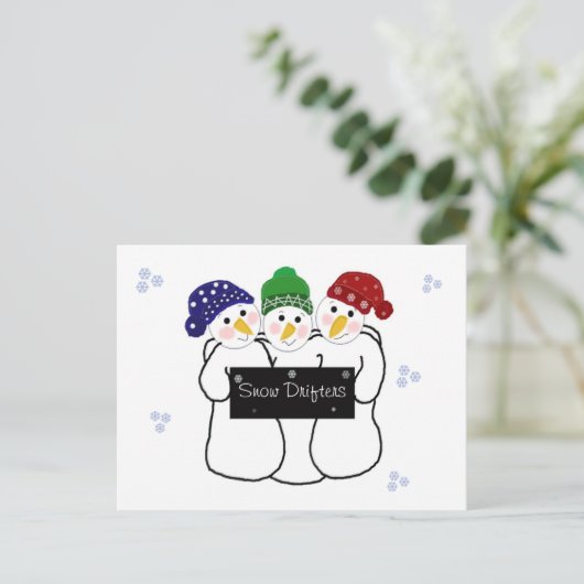 Drie Snowmen Snow Drifters Briefkaart (Staand voorkant)