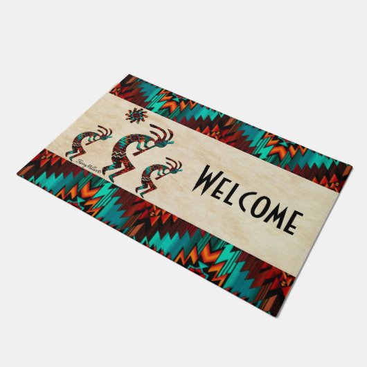 Drie Southwest Kokopelli Doormat Deurmat (Schuin)