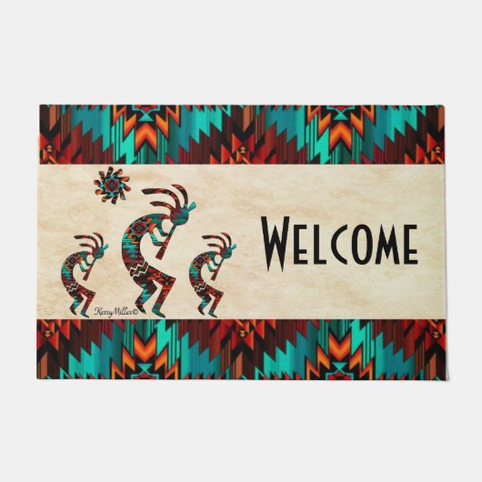 Drie Southwest Kokopelli Doormat Deurmat (Voorkant)