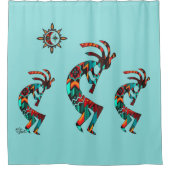 Drie Southwest Kokopelli douchegordijn (Voorkant)