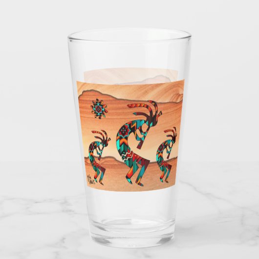 Drie Southwest Kokopelli Glass Glas (Achterkant)