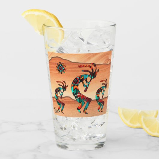 Drie Southwest Kokopelli Glass Glas (Voorkant ijs)