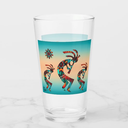 Drie Southwest Kokopelli Glass Glas (Achterkant)