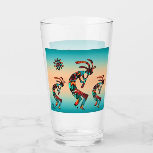 Drie Southwest Kokopelli Glass Glas (Voorkant)