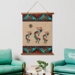 Drie Southwest Kokopelli Hanging Tapestry Hangend Wandkleed