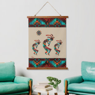 Drie Southwest Kokopelli Hanging Tapestry Hangend Wandkleed