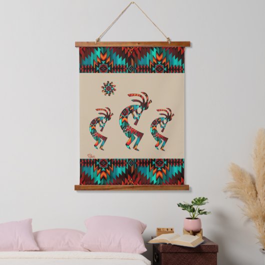 Drie Southwest Kokopelli Hanging Tapestry Hangend Wandkleed (Slaapkamer)