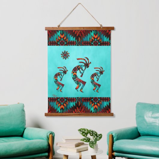 Drie Southwest Kokopelli Hanging Tapestry Hangend Wandkleed (Woonkamer)