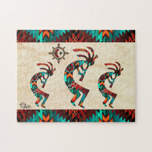 Drie Southwest Kokopelli Jigzaag Puzzle Legpuzzel