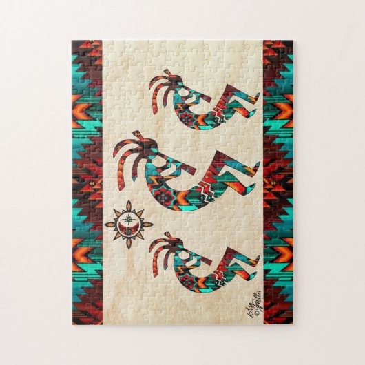 Drie Southwest Kokopelli Jigzaag Puzzle Legpuzzel (Verticaal)