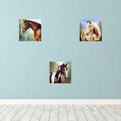 Drie spectaculaire paarden muurkunst sets (Houten vloer)