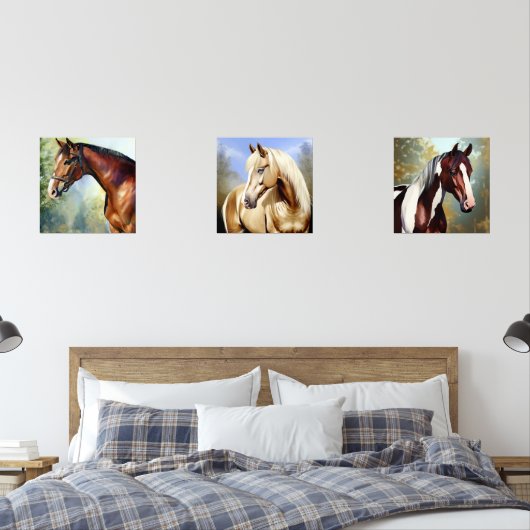 Drie spectaculaire paarden muurkunst sets (Slaapkamer)