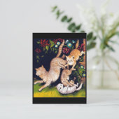 Drie speelse katten briefkaart (Staand voorkant)