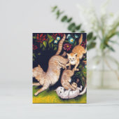 Drie speelse katten briefkaart (Staand voorkant)