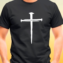 Drie spijkers Ruw Witte Kruis Christelijk T-shirt
