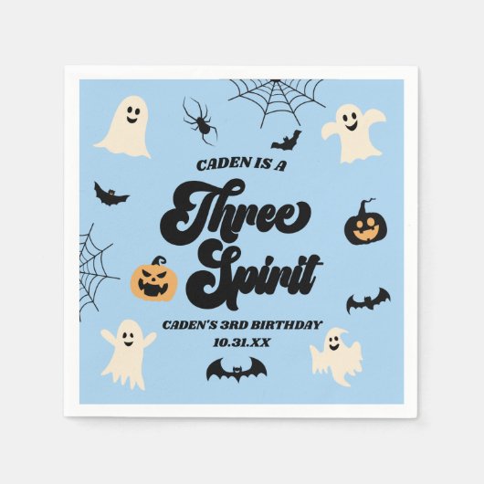 Drie Spirit Blue Halloween 3e verjaardagsfeest Servet (Voorkant)