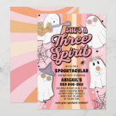Drie Spirit Groovy Halloween derde verjaardagsfees Kaart (Voorkant / Achterkant)