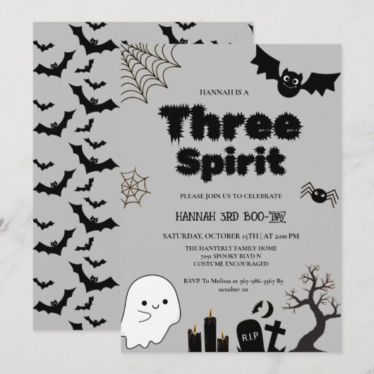 Drie Spirit Halloween 3e verjaardagsfeestje Kaart (Voorkant / Achterkant)