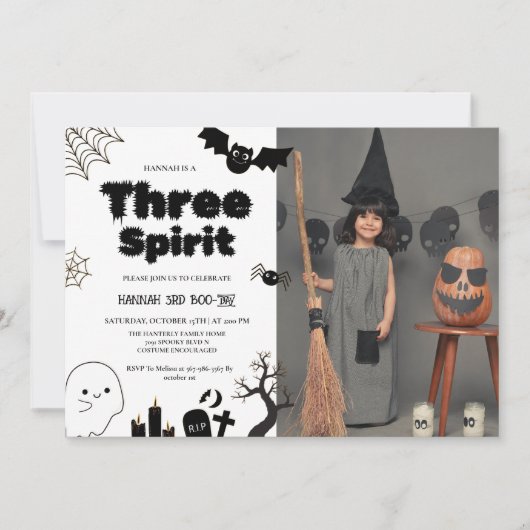 Drie Spirit Halloween 3e verjaardagsfeestje Kaart (Voorkant)