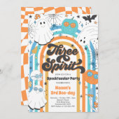 Drie Spirit Halloween Groovy Ghost 3rd Birthday Kaart (Voorkant / Achterkant)