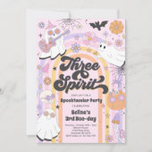 Drie Spirit Halloween Groovy Ghost 3rd Birthday Kaart (Voorkant)